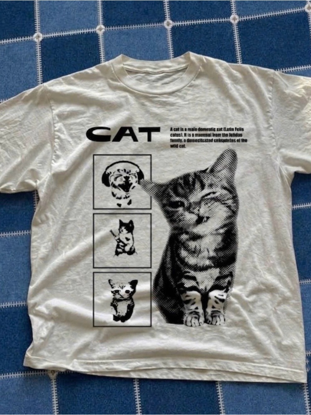 CAT Graphic Tee - White with Black Print